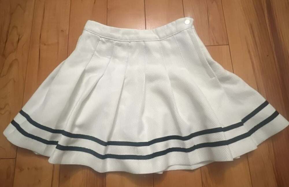 H&M Divided White Pleated Mini Skirt with Black Stripe Detail